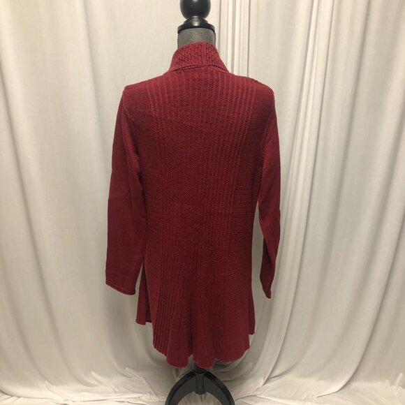 Vicki Wayne Cardigan Womens Size Medium Maroon Open Front Sweater - Picture 4 of 6